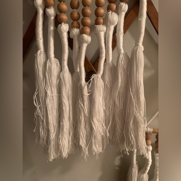 Macrame Boho Cottagecore Wood Bead Wall Hangings - Set of 2 - Picture 5 of 10